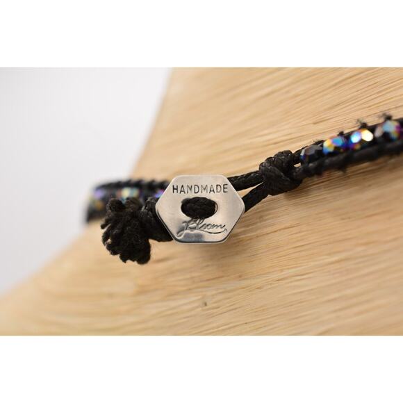 J Bloom Handmade Crystal Choker Necklace Wrap Black Chrome Beaded Signed Bin8 - Picture 8 of 12